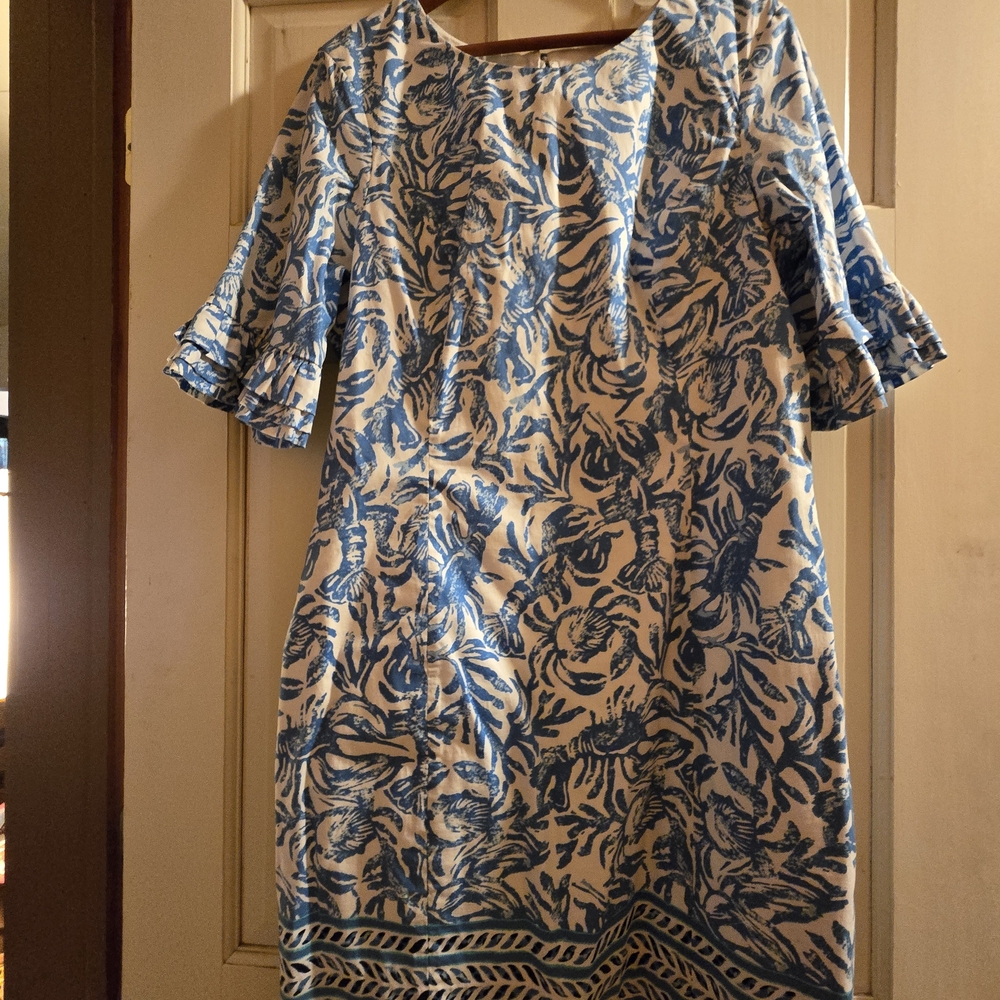 Lilly Pulitzer Blue and White Midi Dress
